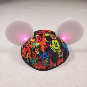 Disney Parks GLOW WITH THE SHOW Interactive Light Up Pink/Orange Mickey Ears Hat